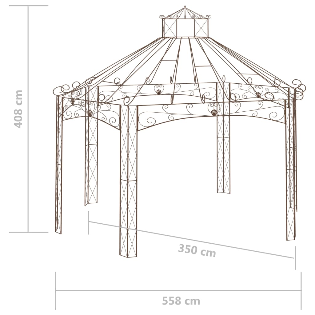 Pavillon de jardin Marron antique 558x350x408 cm Fer