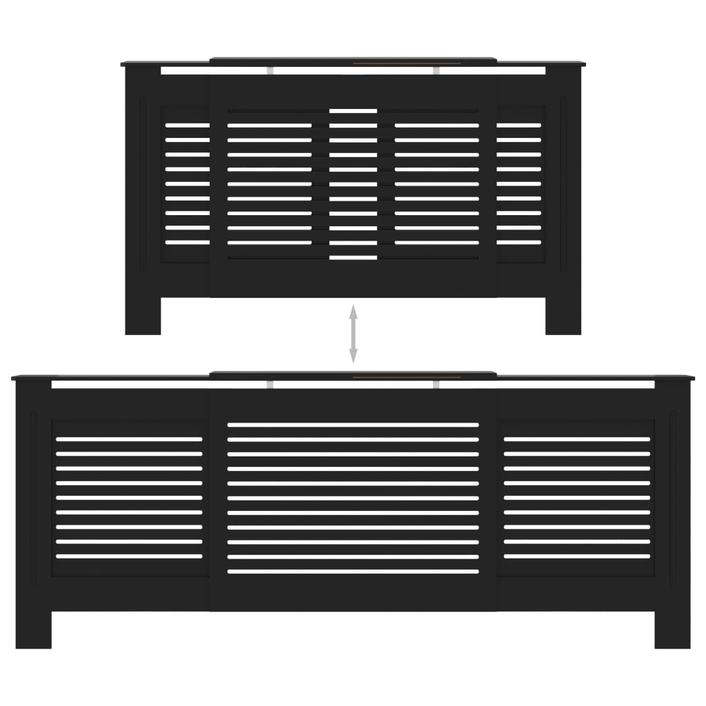 Schwarze MDF-Heizkörperabdeckung 205 cm