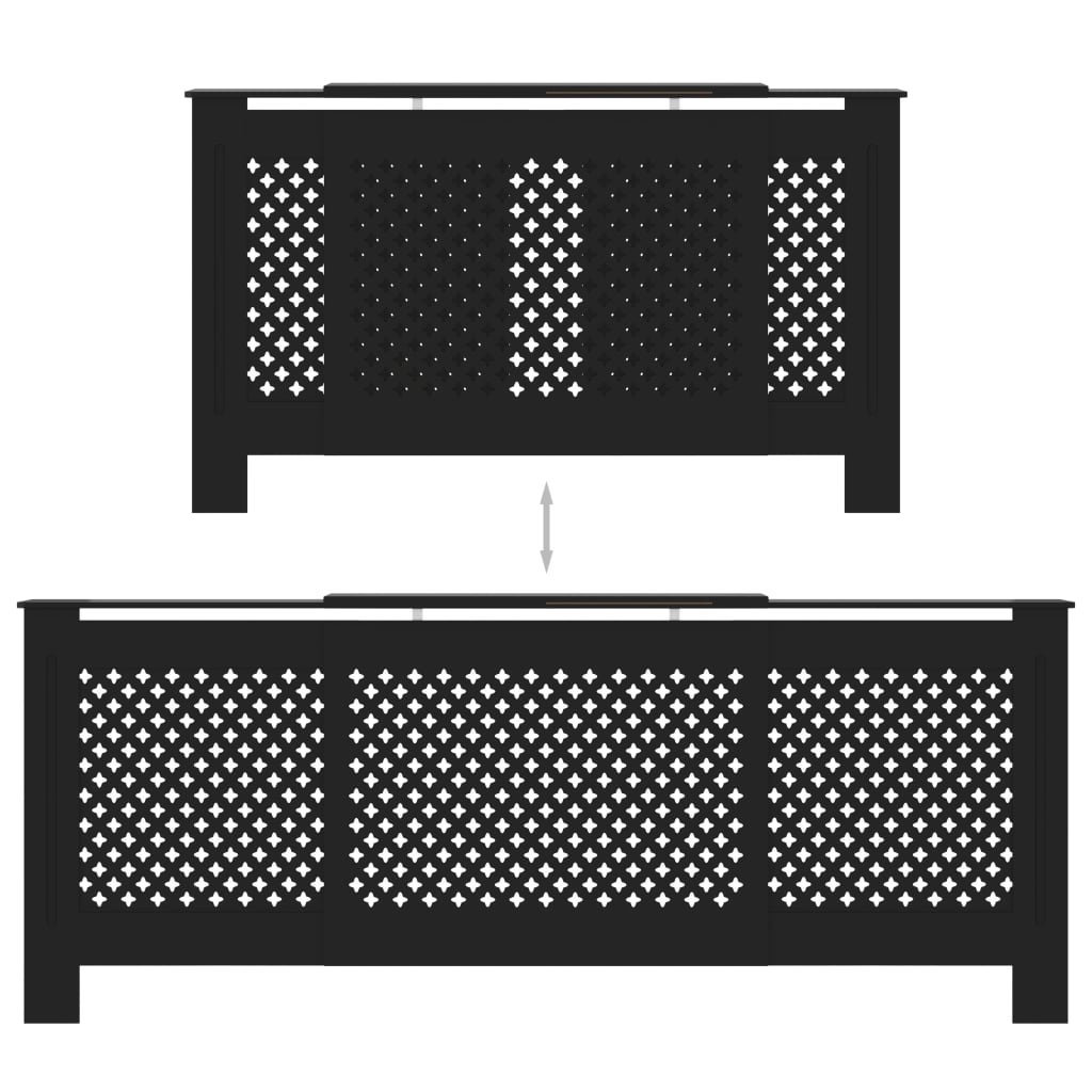 Schwarze MDF-Heizkörperabdeckung 205 cm