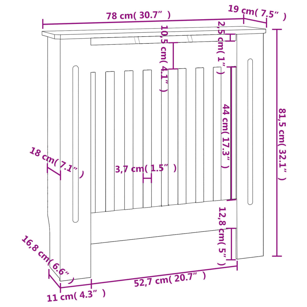 MDF-Heizkörperabdeckung 78 cm