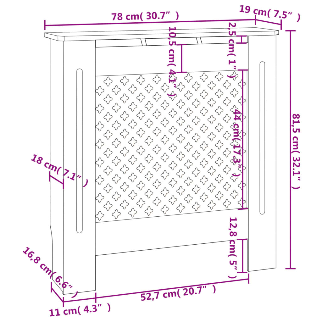 Cache-radiateur MDF Blanc 78 cm