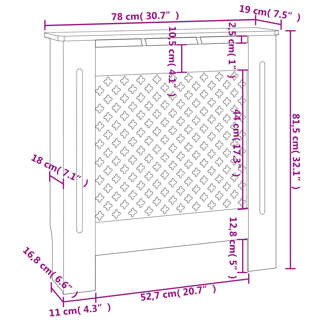 MDF-Heizkörperabdeckung 78 cm