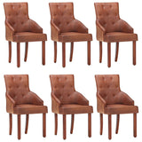 Chaises à manger lot de 6 marron cuir de chèvre véritable