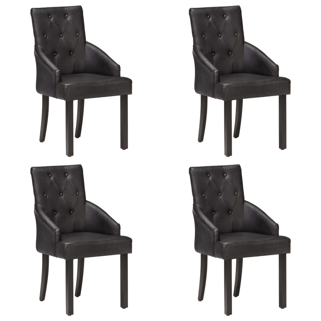 Dining chairs set of 4 black genuine goat leather