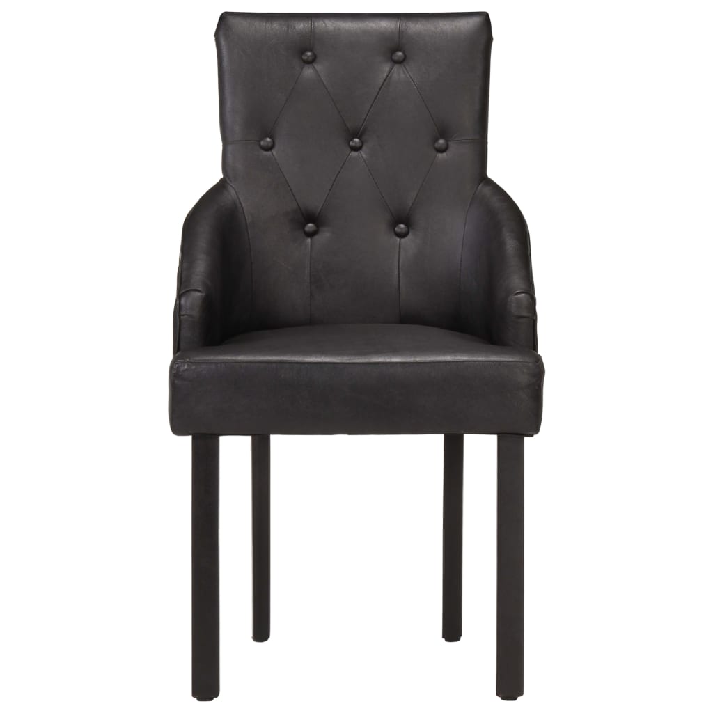 Dining chairs set of 4 black genuine goat leather