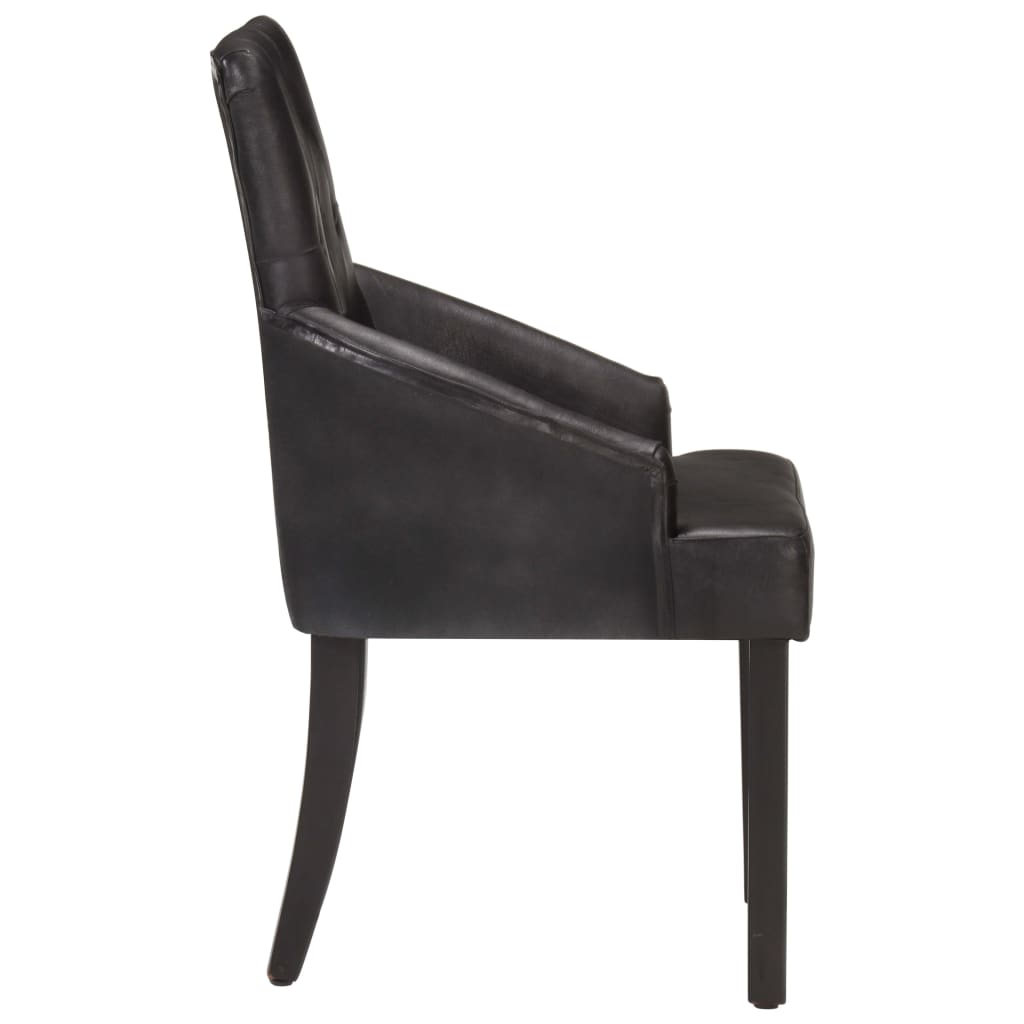 Dining chairs set of 4 black genuine goat leather