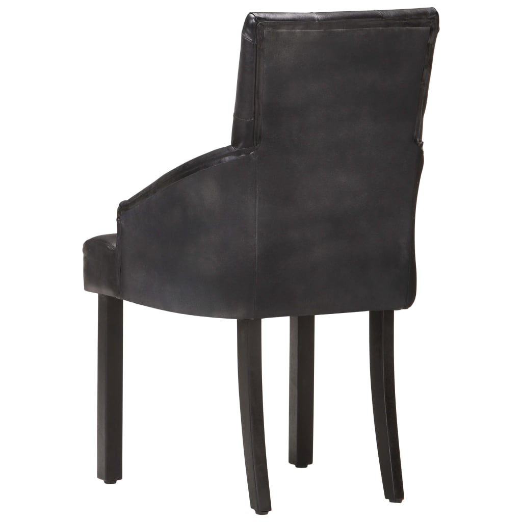 Dining chairs set of 4 black genuine goat leather