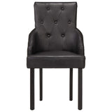 Chaises à manger lot de 6 noir cuir de chèvre véritable