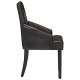 Chaises à manger lot de 6 noir cuir de chèvre véritable