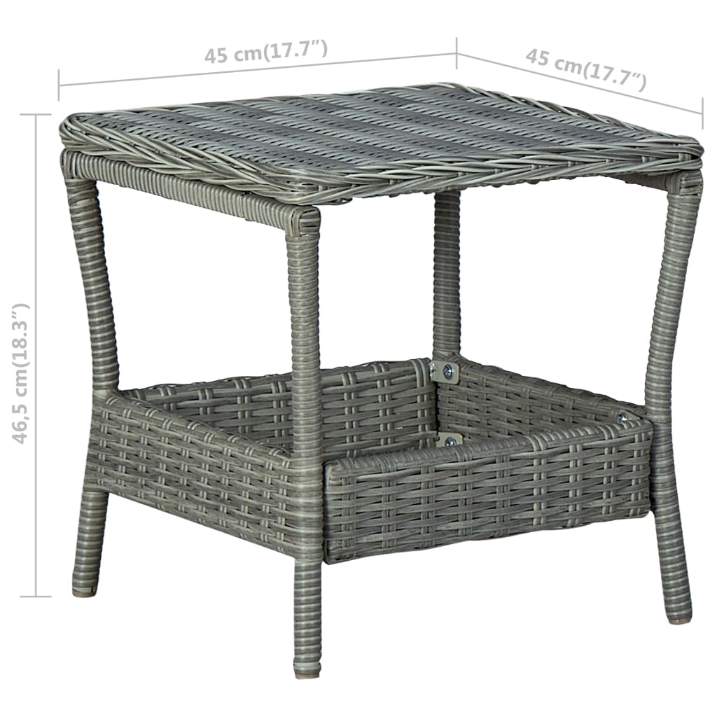 Table de jardin Gris clair 45x45x46,5 cm Résine tressée