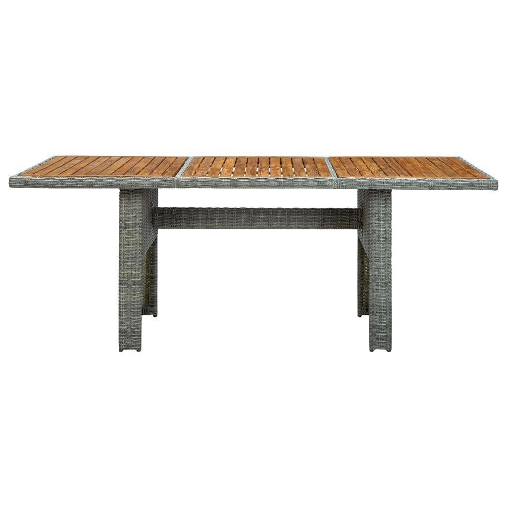 Table de jardin Gris clair Résine tressée et bois d'acacia