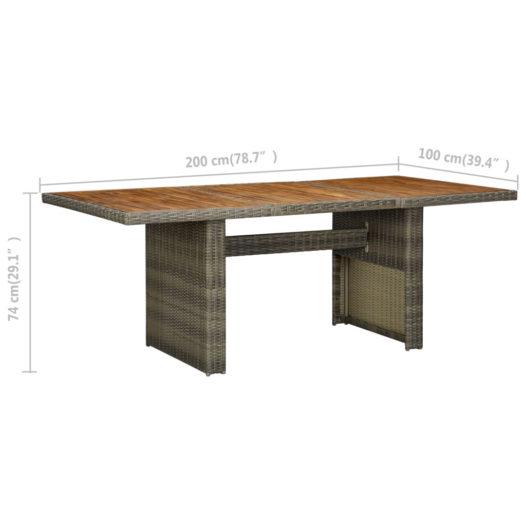 Table de jardin Marron Résine tressée et bois d'acacia massif