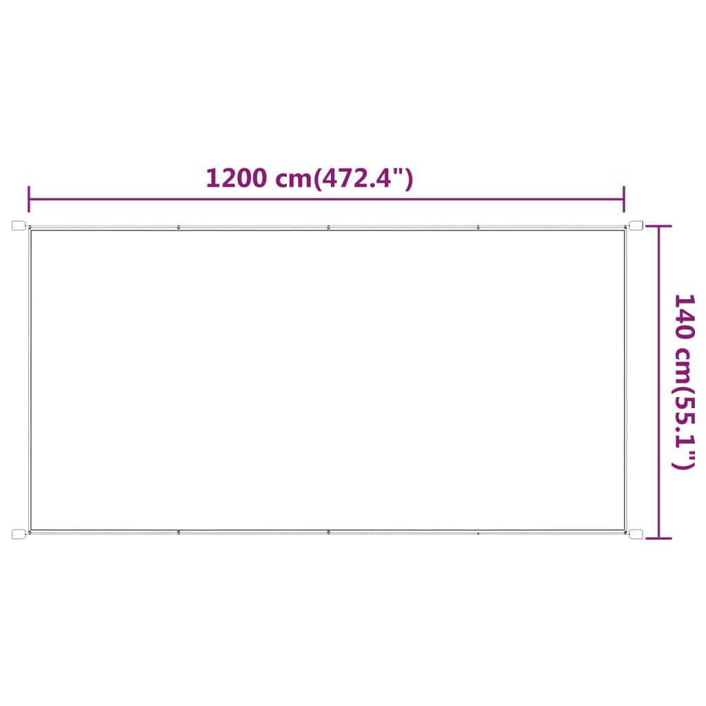 White vertical awning 140x1200 cm Oxford fabric