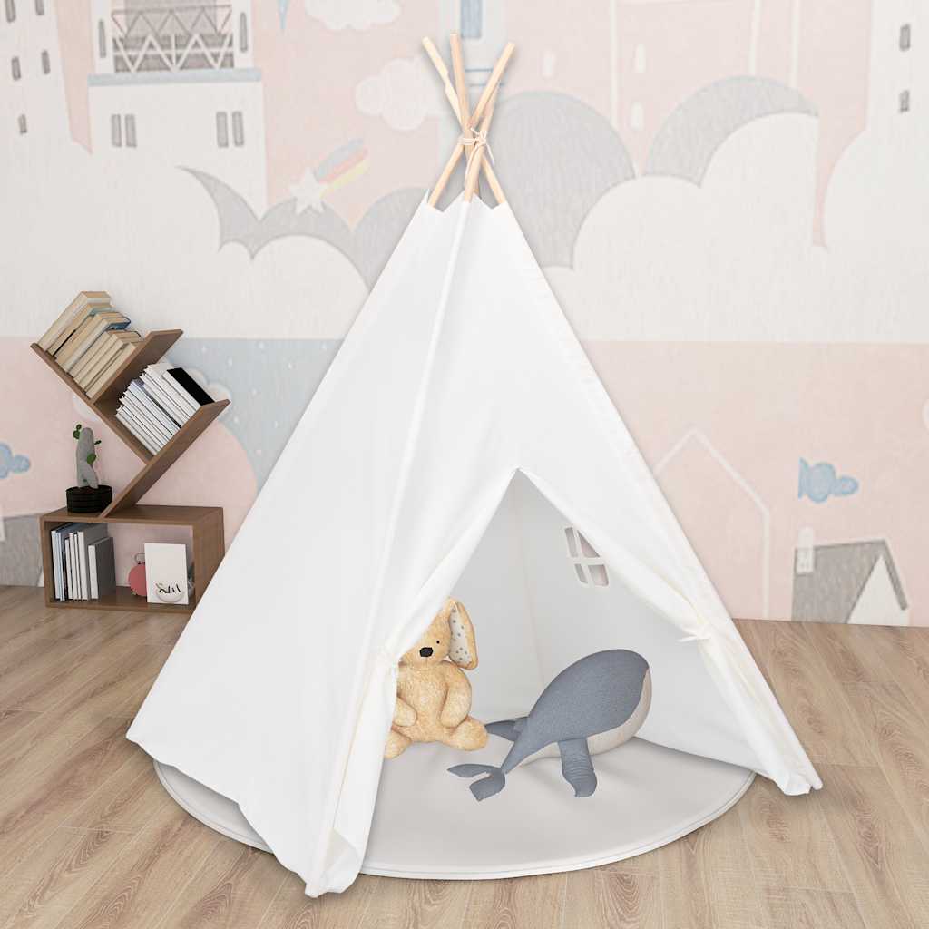 Tipi-Zelt für Kinder mit Tasche, Pfirsichhaut, Weiß, 120 x 120 x 150 cm