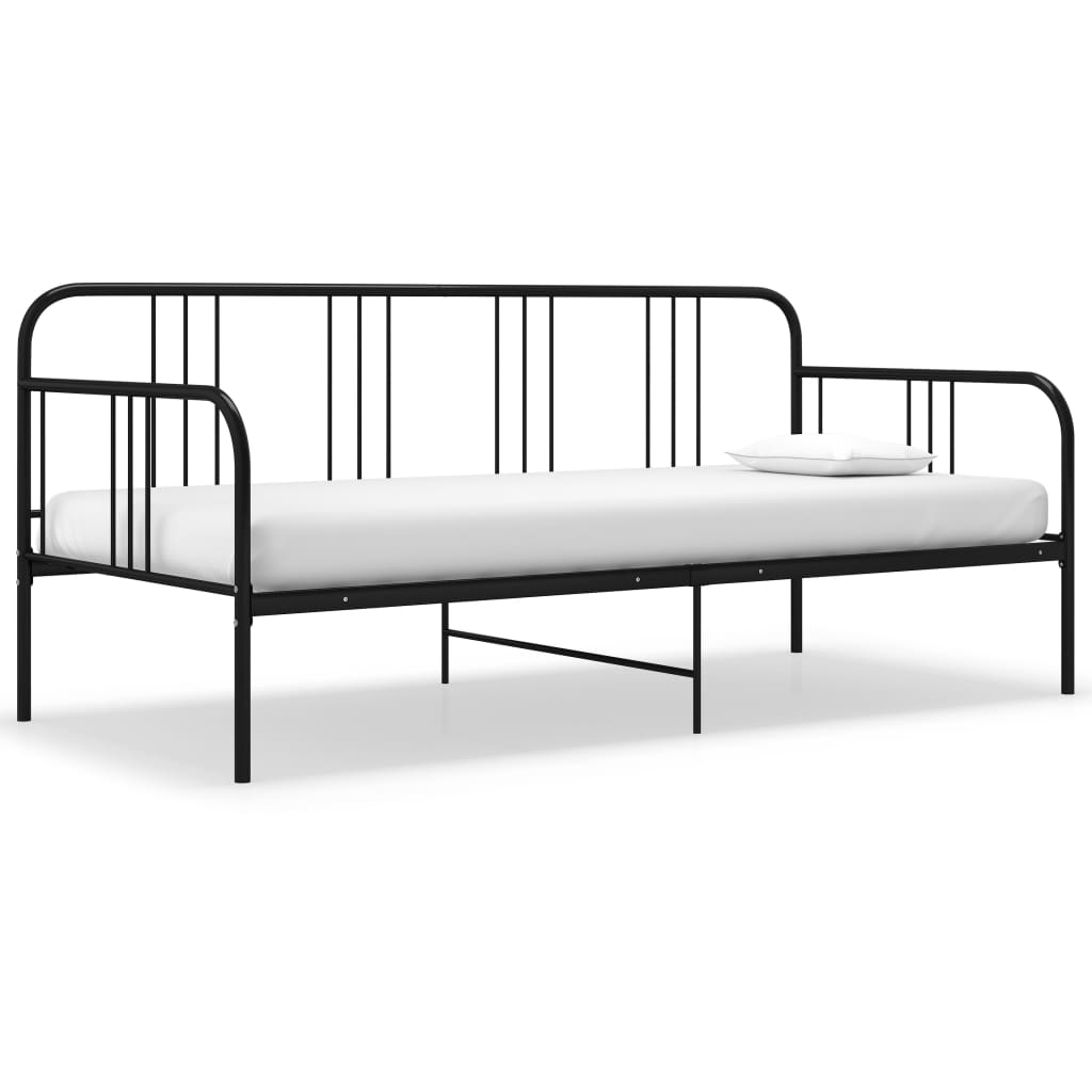 Sofa bed frame without mattress black metal 90x200 cm