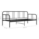 Sofa bed frame without mattress black metal 90x200 cm