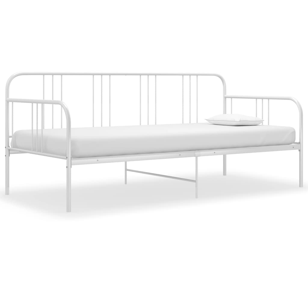 Sofa bed frame without mattress white metal 90x200 cm