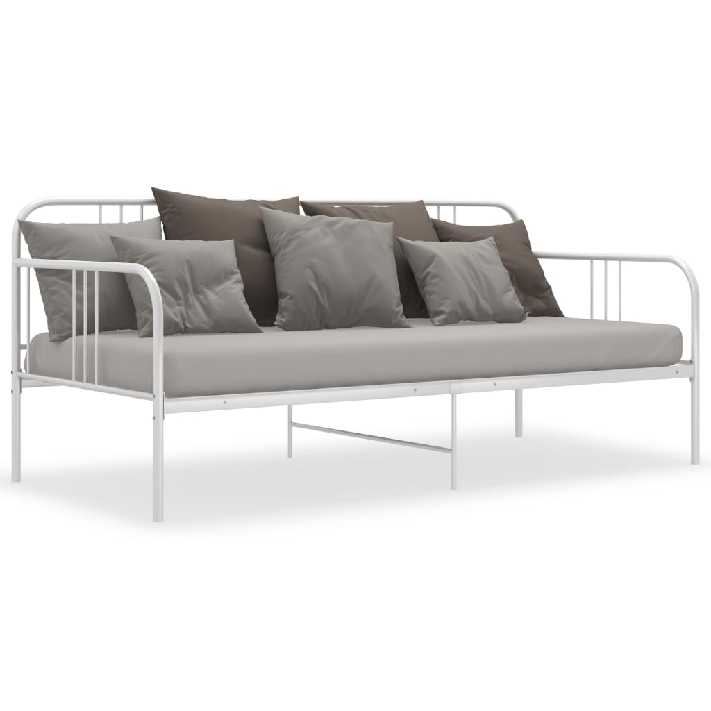 Sofa bed frame without mattress white metal 90x200 cm