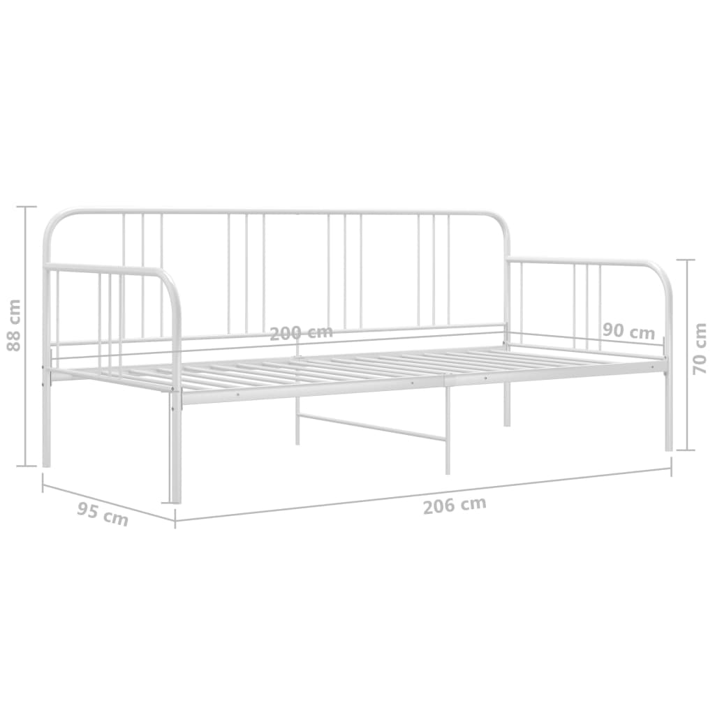 Sofa bed frame without mattress white metal 90x200 cm