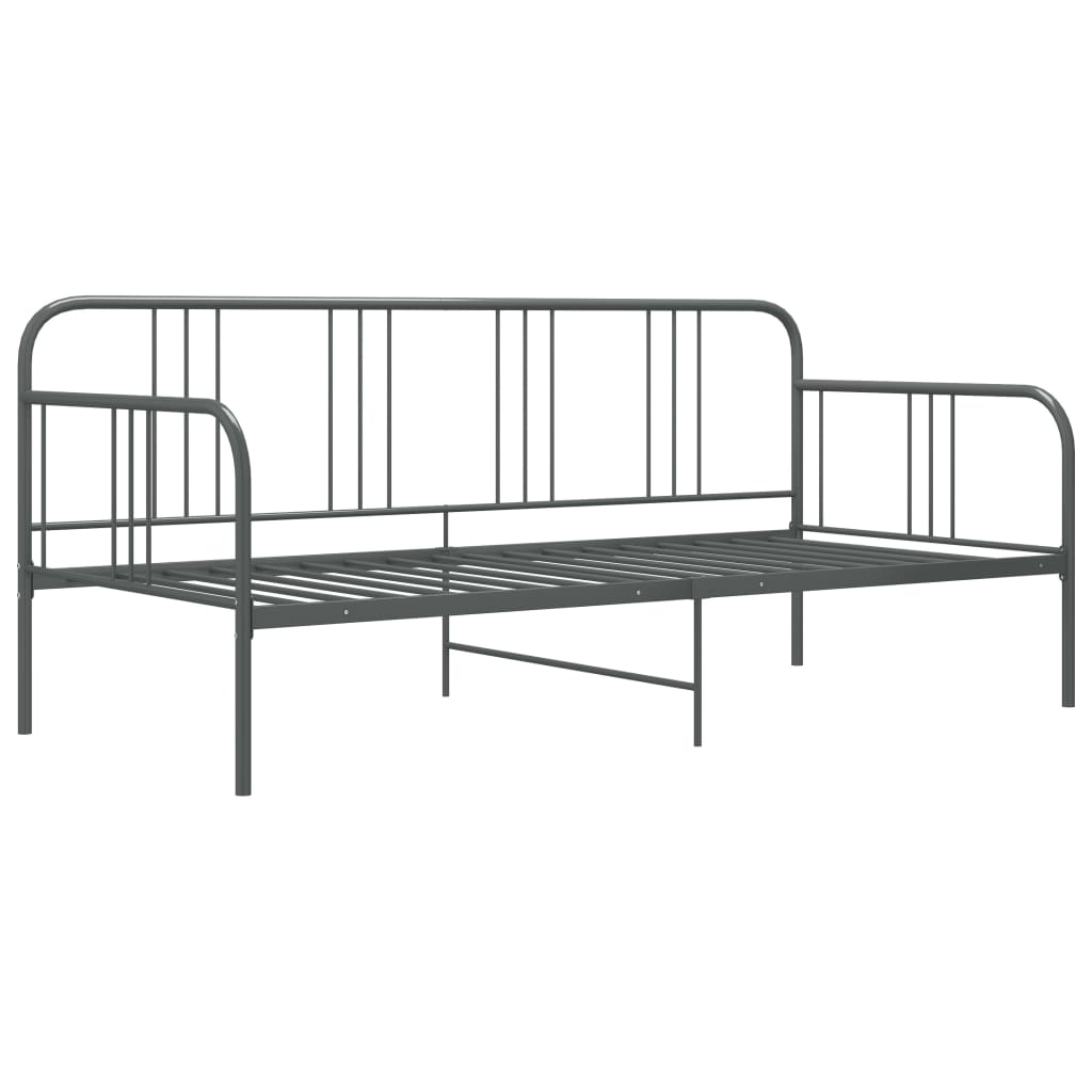 Cadre de canapé-lit sans matelas gris métal 90x200 cm