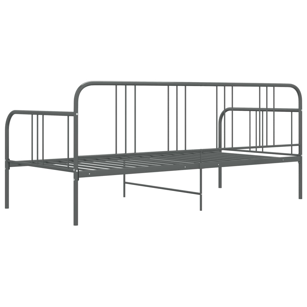 Cadre de canapé-lit sans matelas gris métal 90x200 cm