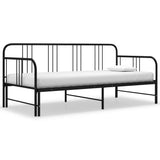 Extendable Sofa Bed Frame Without Mattress Black Metal 90x200cm