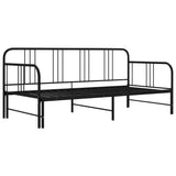 Extendable Sofa Bed Frame Without Mattress Black Metal 90x200cm