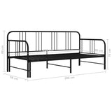 Extendable Sofa Bed Frame Without Mattress Black Metal 90x200cm