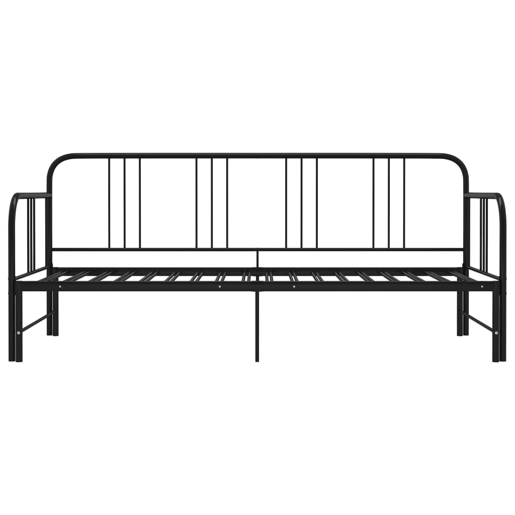 Extendable Sofa Bed Frame Without Mattress Black Metal 90x200cm