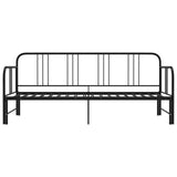 Extendable Sofa Bed Frame Without Mattress Black Metal 90x200cm