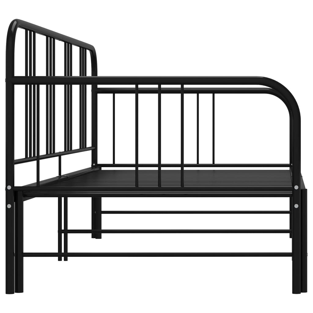 Extendable Sofa Bed Frame Without Mattress Black Metal 90x200cm