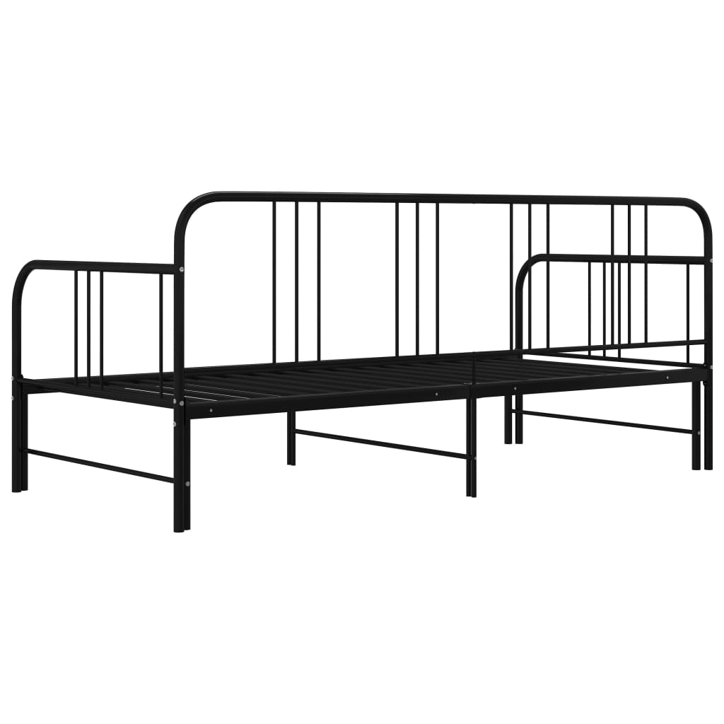 Extendable Sofa Bed Frame Without Mattress Black Metal 90x200cm