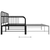 Extendable Sofa Bed Frame Without Mattress Black Metal 90x200cm