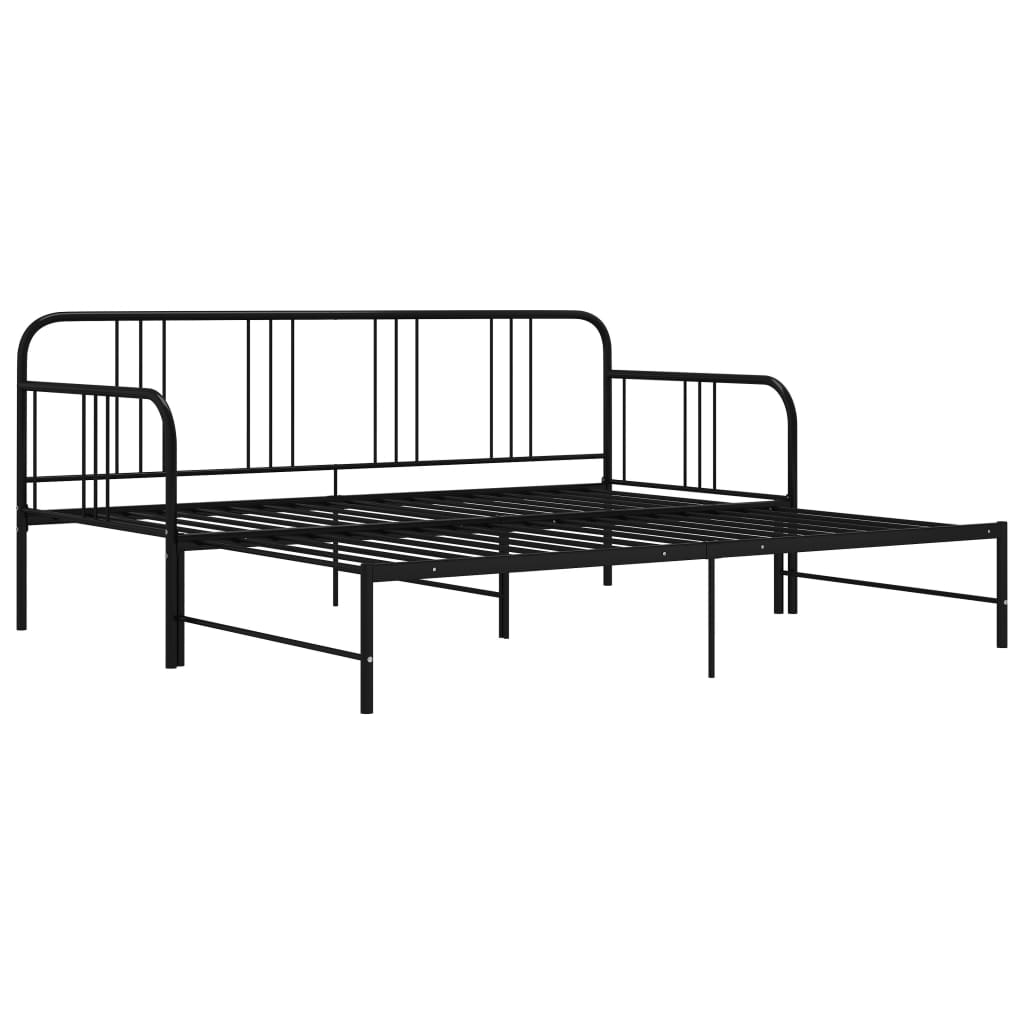 Extendable Sofa Bed Frame Without Mattress Black Metal 90x200cm