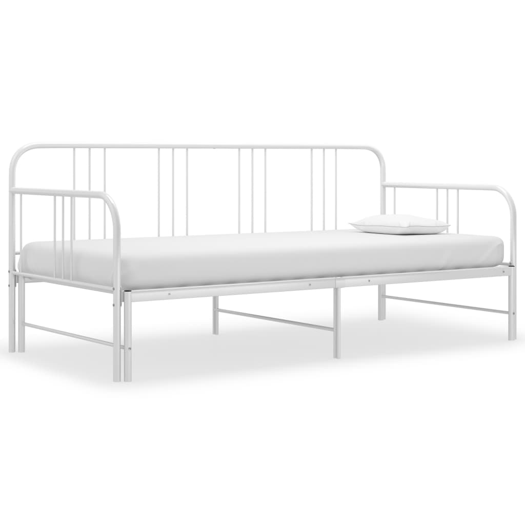 Extendable sofa bed frame without mattress white 90x200 cm