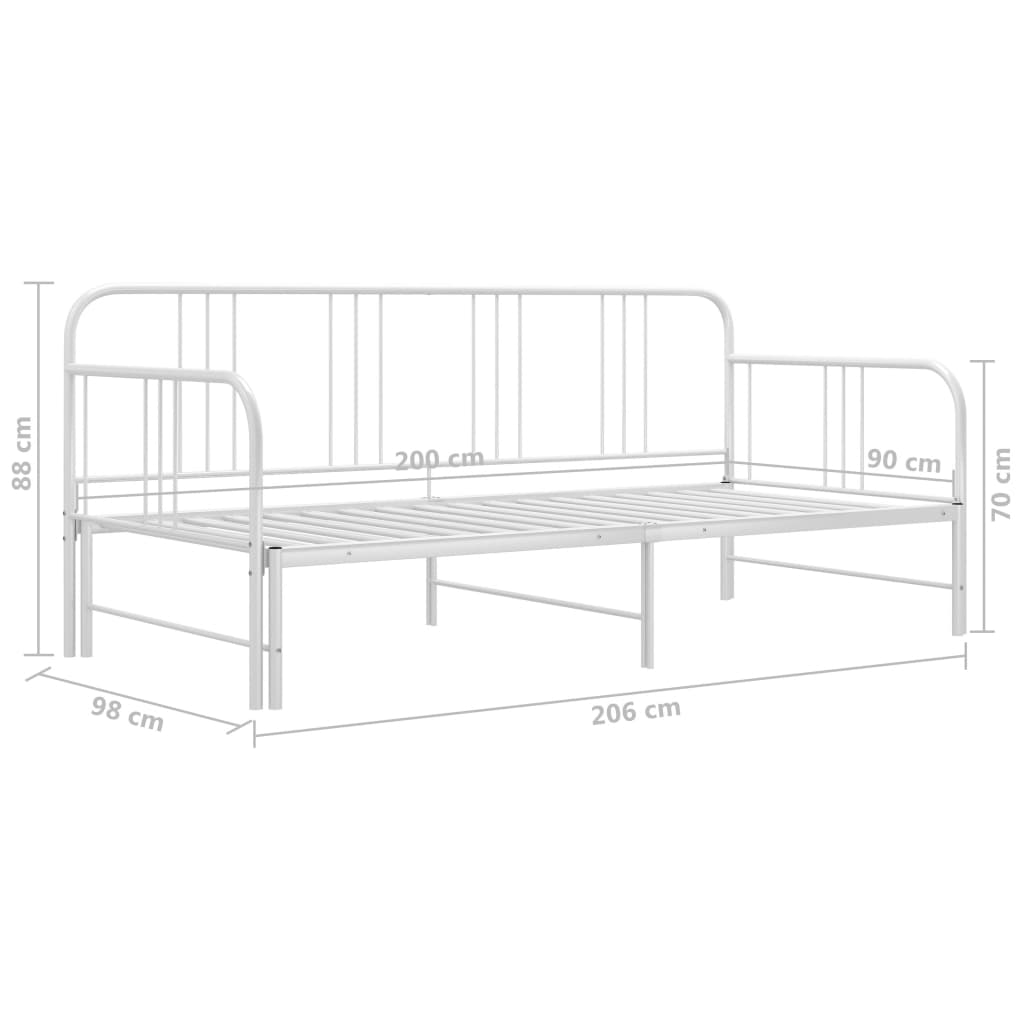 Extendable sofa bed frame without mattress white 90x200 cm