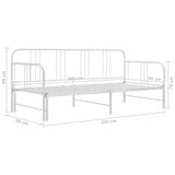 Extendable sofa bed frame without mattress white 90x200 cm