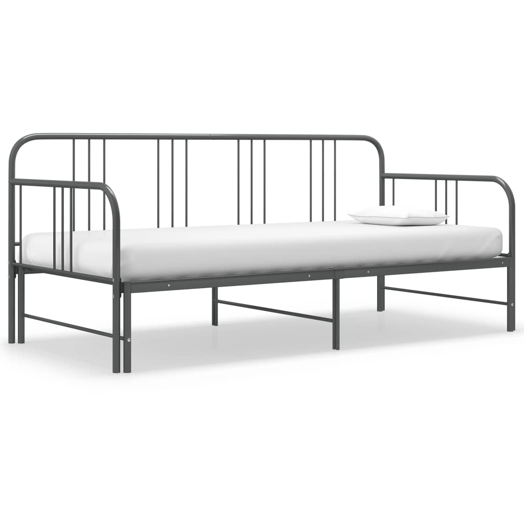 Extendable sofa bed frame without mattress gray metal 90x200cm