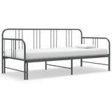 Extendable sofa bed frame without mattress gray metal 90x200cm