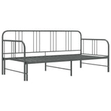 Extendable sofa bed frame without mattress gray metal 90x200cm