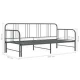 Extendable sofa bed frame without mattress gray metal 90x200cm