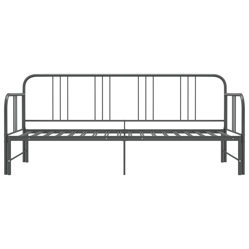 Extendable sofa bed frame without mattress gray metal 90x200cm