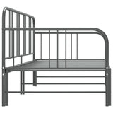 Extendable sofa bed frame without mattress gray metal 90x200cm