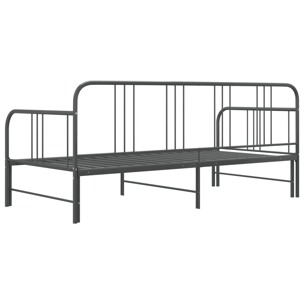 Extendable sofa bed frame without mattress gray metal 90x200cm