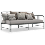 Extendable sofa bed frame without mattress gray metal 90x200cm