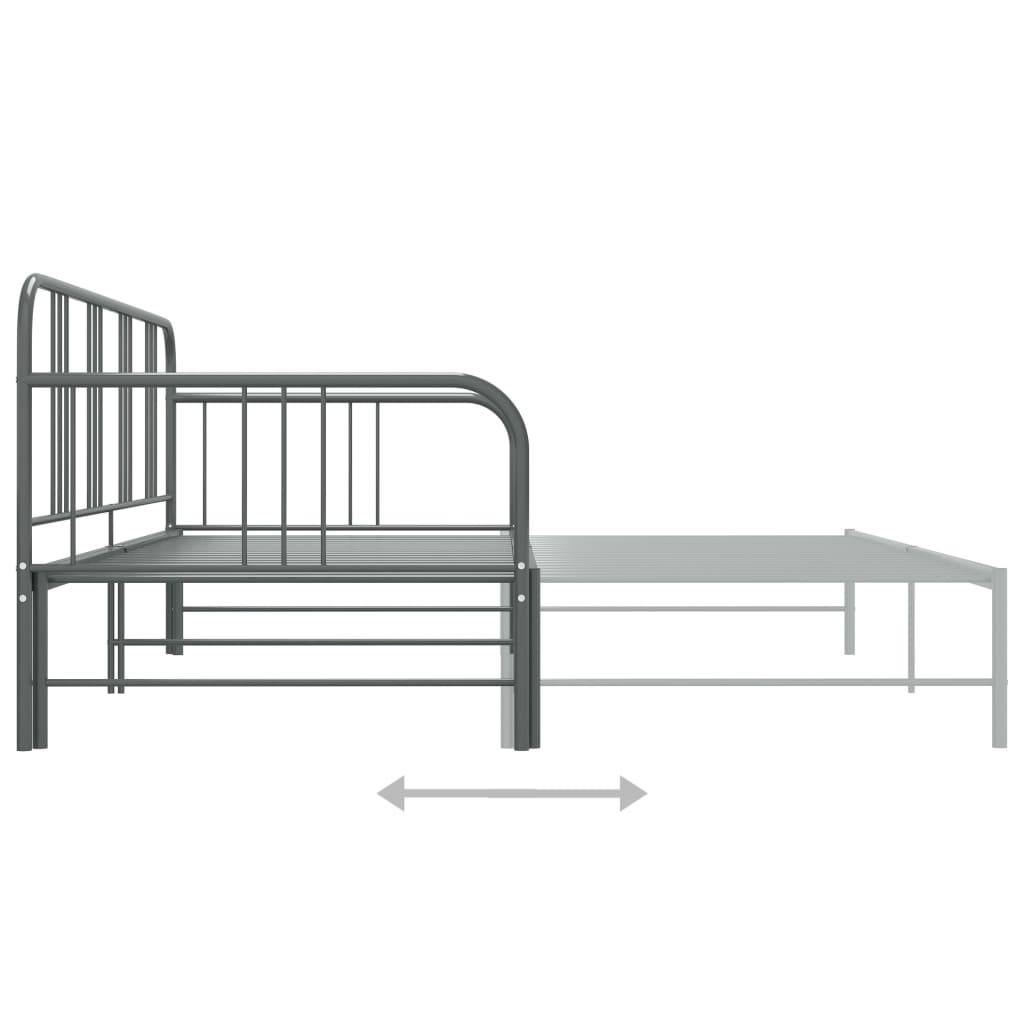 Extendable sofa bed frame without mattress gray metal 90x200cm