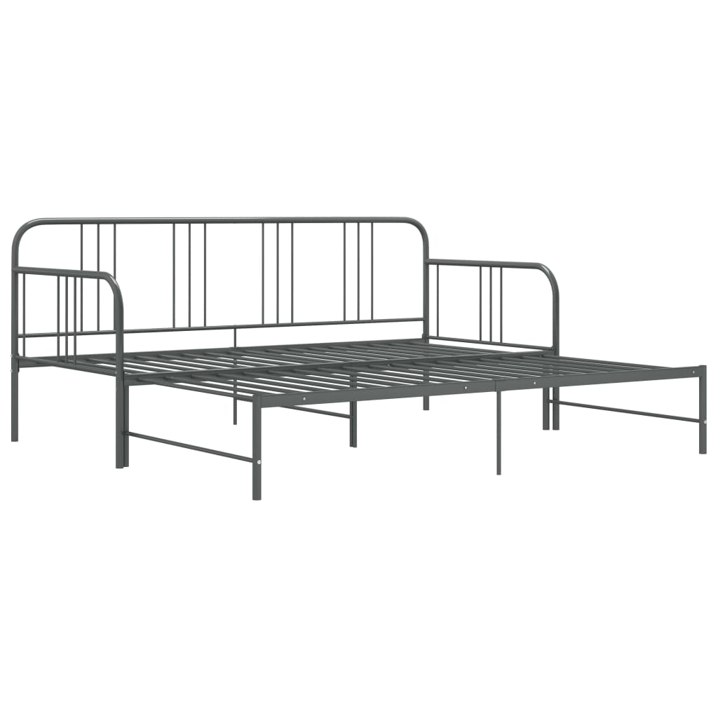 Extendable sofa bed frame without mattress gray metal 90x200cm