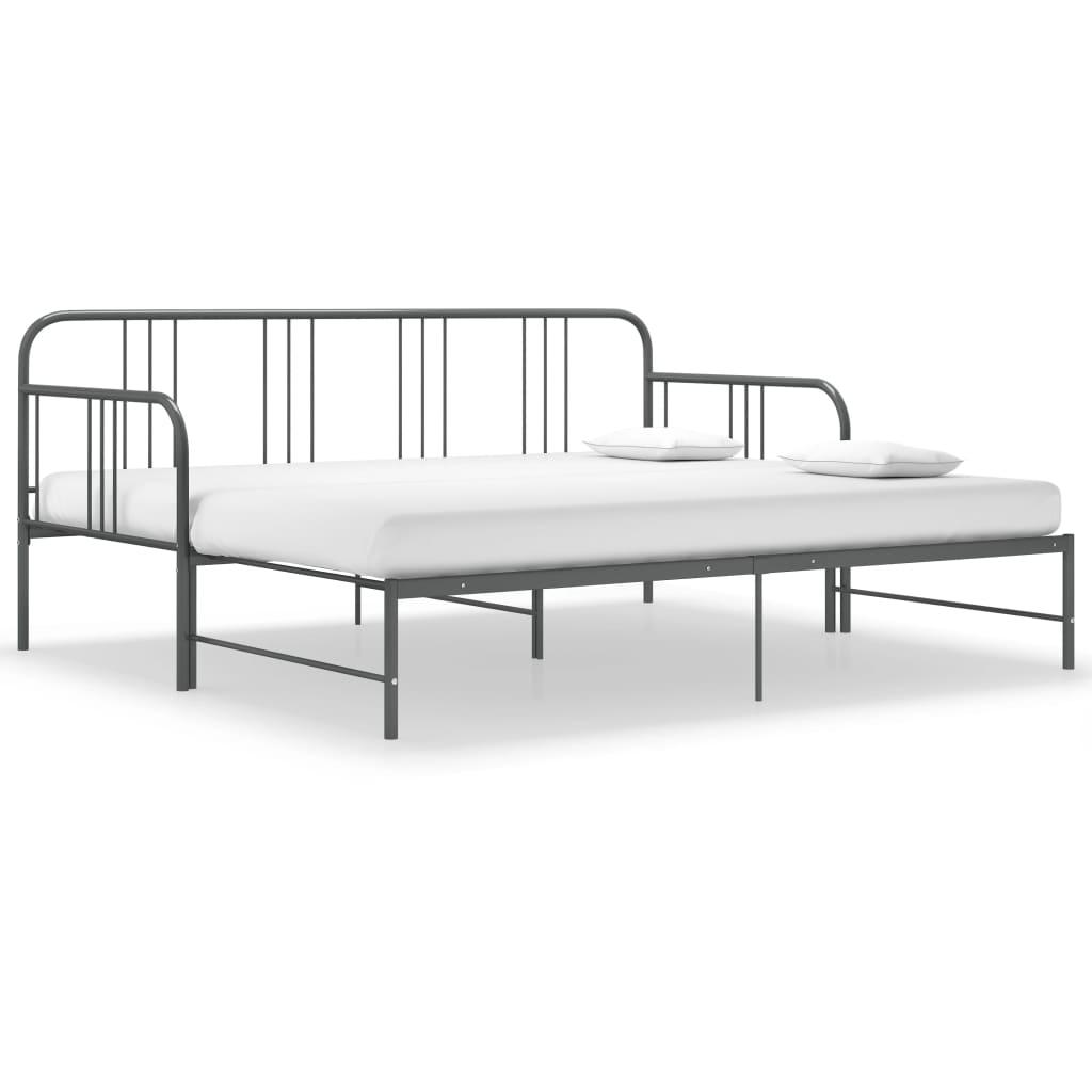 Extendable sofa bed frame without mattress gray metal 90x200cm