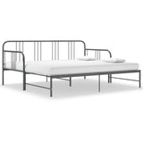 Extendable sofa bed frame without mattress gray metal 90x200cm