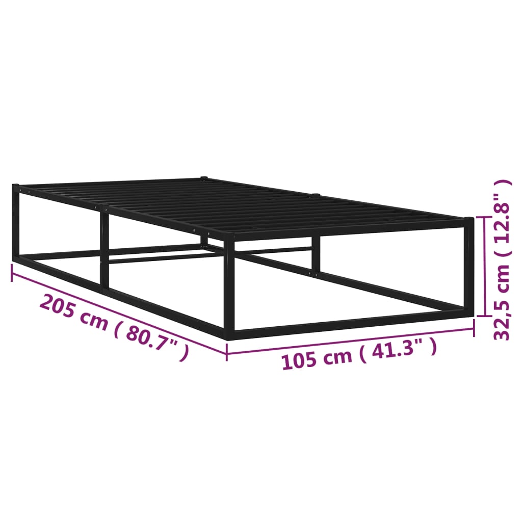 Cadre de lit sans matelas noir métal 100x200 cm